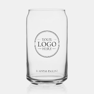 Custom Business Logo with Custom Text Can Glass