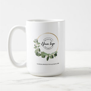 Custom Business Logo with Greenery Wreath holiday Coffee Mug