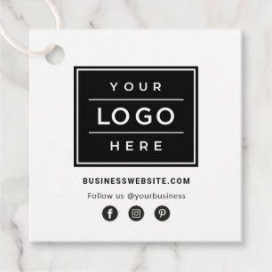 Custom Business Logo with Social Media Icons Favour Tags