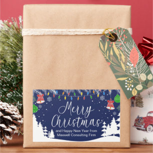 Custom Business Merry Christmas Festive Blue Sticker