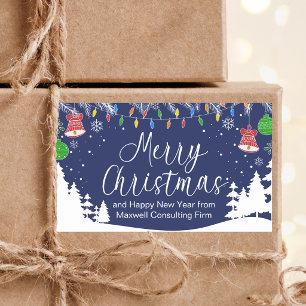 Custom Business Merry Christmas Festive Blue Sticker