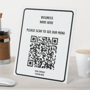 Custom Business Modern Black QR Code Menu Pedestal Sign