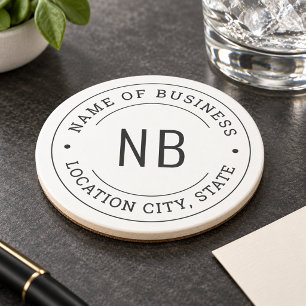Custom Business Monogram Initials Location Coaster