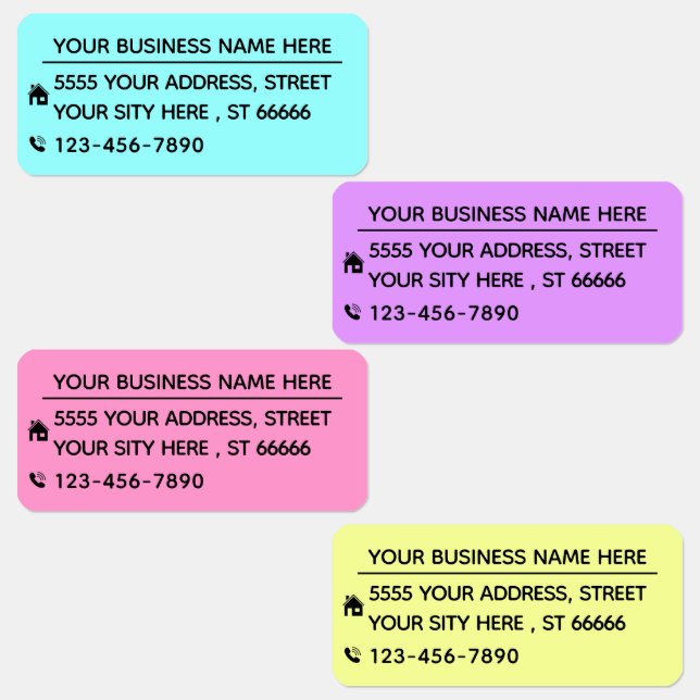 Custom Business Name Address Labels Your Colours (Group)