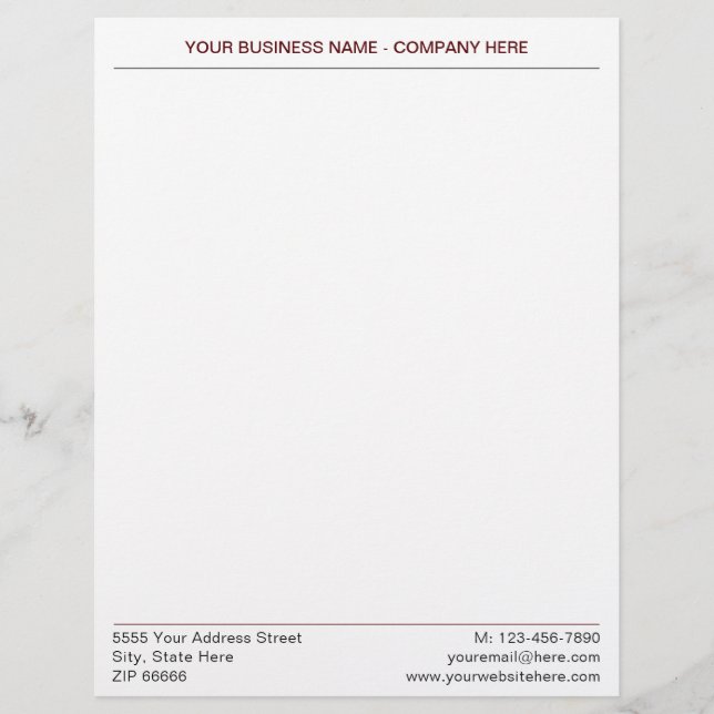 Custom Business Name Address Letterhead with Logo (Front)