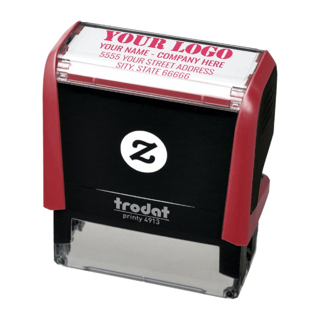 Custom Business Name Address Logo Modern Stamp  (Product)