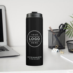 Custom Business Name and Logo Black Branded Thermal Tumbler