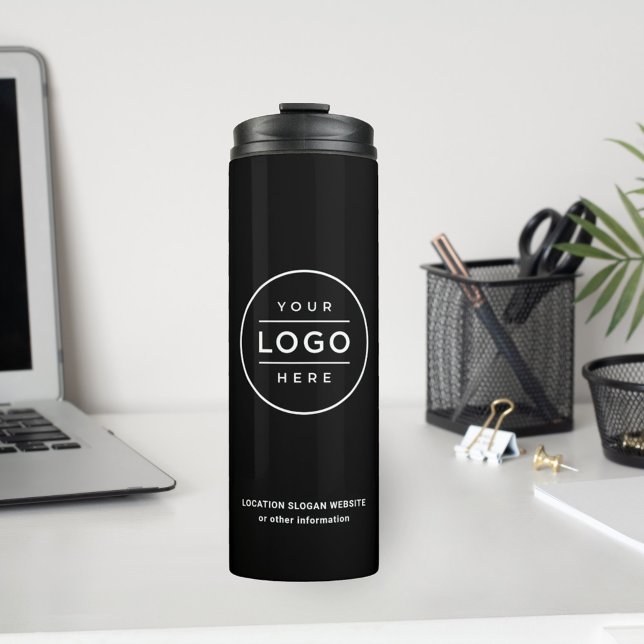 Custom Business Name and Logo Black Branded Thermal Tumbler (Creator Uploaded)