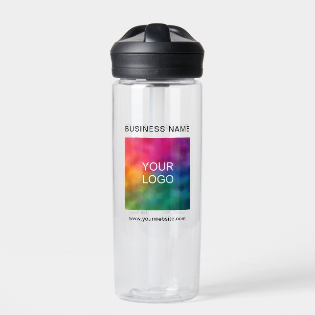 Custom Business Name Logo Url QR Code Promotional Water Bottle (Front)