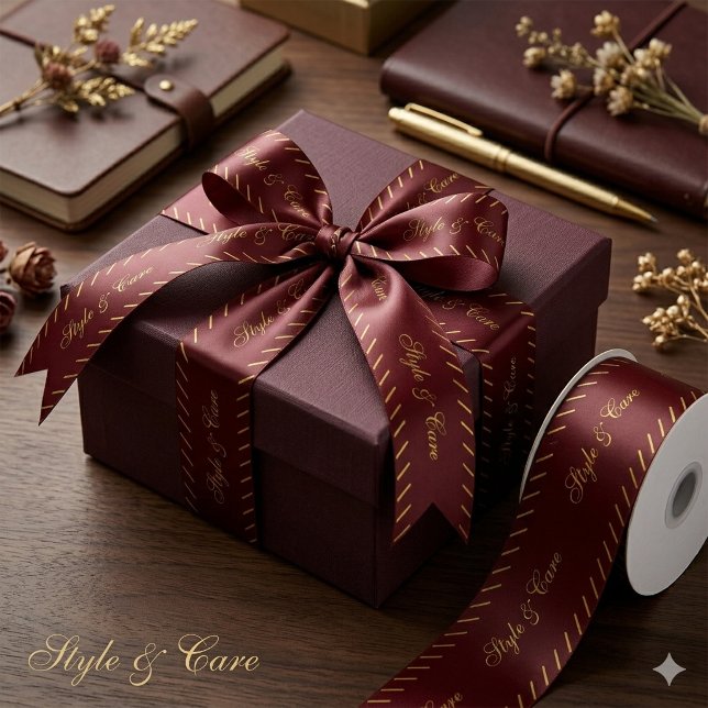 Custom Business Name Maroon Satin Decorative Ribbon (Custom Business Name Maroon Satin Decorative Ribbon)
