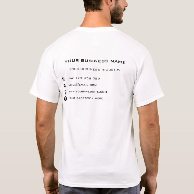 Custom Business Name Text Info Company T-Shirt (Back)