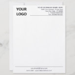 Custom Business Office Letterhead with Logo<br><div class="desc">Custom Simple Personalized Black and White Business Office Letterhead with Logo - Add Your Logo - Image / Business Name - Company / Address - Contact Information - Resize and move or remove and add elements / image with customization tool. Choose your text colours / font / size. Good Luck...</div>