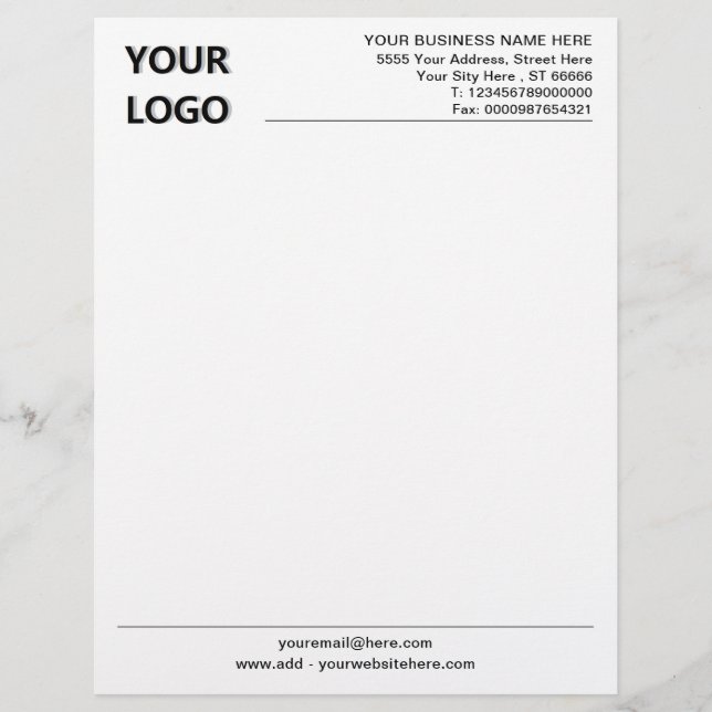 Custom Business Office Letterhead with Your Logo (Front)