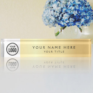 Custom Business Office Logo Elegant Gradient Gold Nameplate