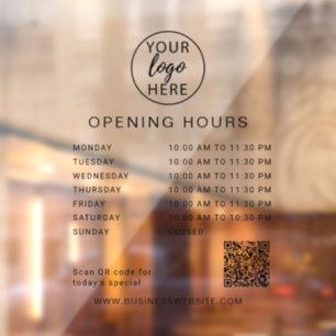 Custom Business Opening Hours Window Cling