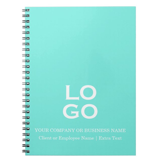 Custom Business or Company Logo Teal Aquamarine Notebook (Front)