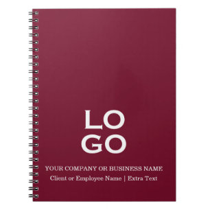 Custom Business or Company Logo & Title Burgundy Notebook