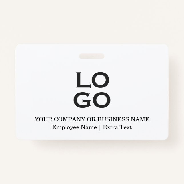 Custom Business or Company Logo & Title on White Badge (Front)