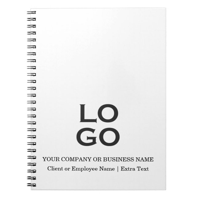 Custom Business or Company Logo & Title on White Notebook (Front)