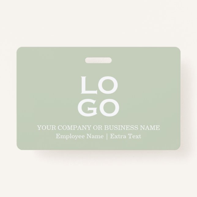 Custom Business or Company Logo & Title Sage Green Badge (Front)