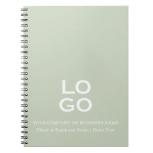 Custom Business or Company Logo & Title Sage Green Notebook