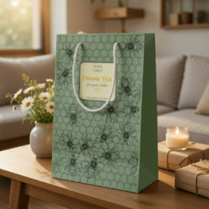 Custom Business Paper Gift Bag with Honey Bees