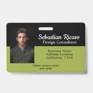 Custom Business Personalized Green Black Badge