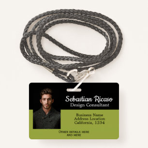 Custom Business Personalized Green Black Badge
