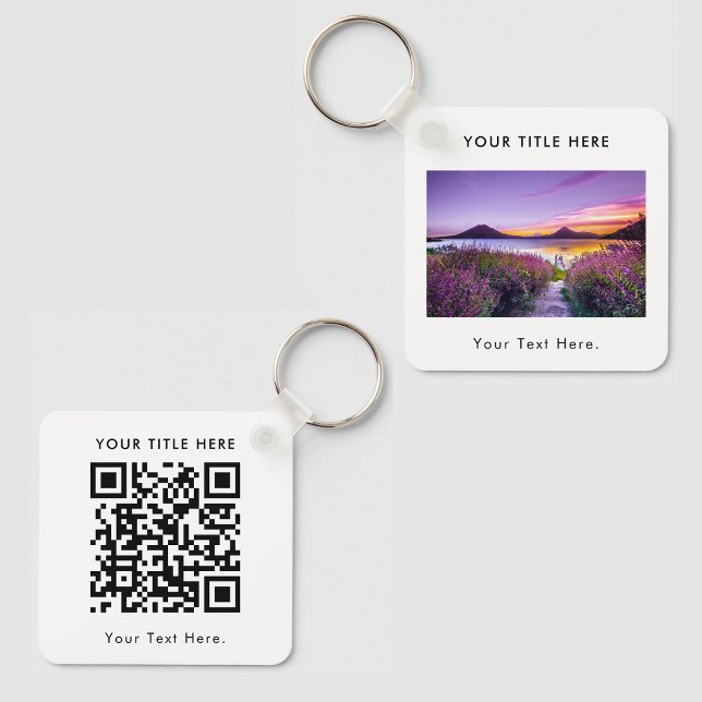 Custom Business Photo QR Code & Text Double Sided Keychain (Custom Business Photo QR Code & Text Double Sided Keychain)