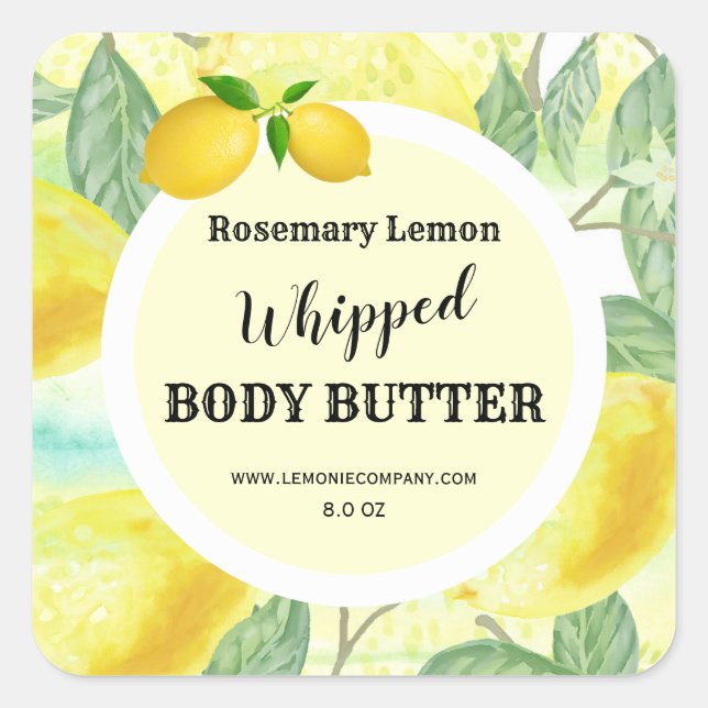 Custom Business Product Watercolor Lemon Sticker (Front)