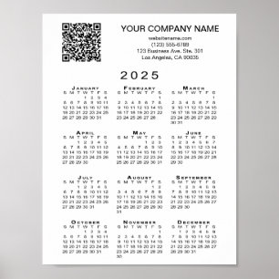 Custom Business QR Code 2025 Calendar Poster