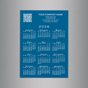 Custom Business QR Code 2026 Calendar Blue Magnet