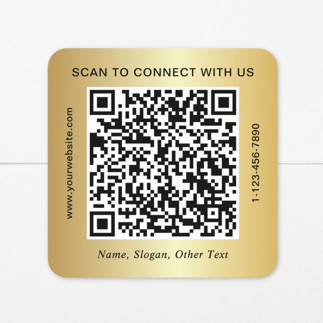 Custom Business QR Code Gold Square Sticker (Creator Uploaded)