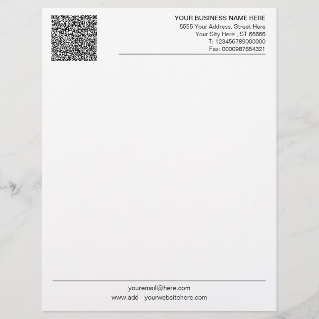 Custom Business QR Code Letterhead Design Your Own (Front)