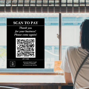 Custom Business QR Code Mobile Pay Here Logo Black Window Cling