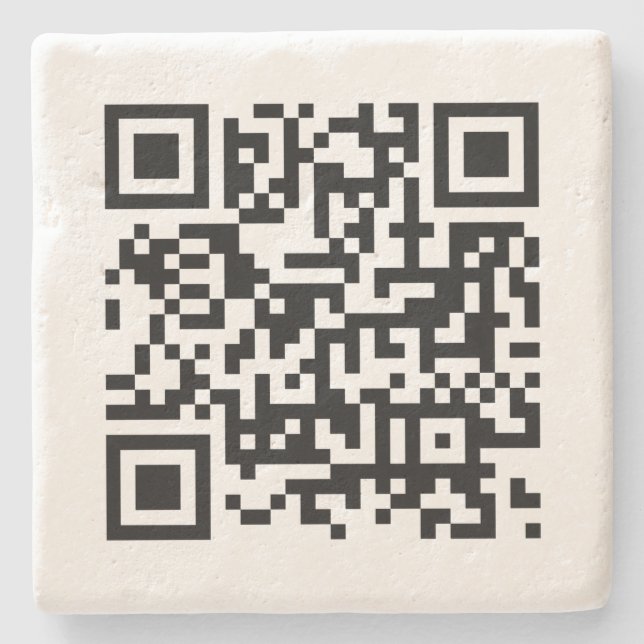 Custom Business QR Code Template Elegant Limestone Stone Coaster (Front)