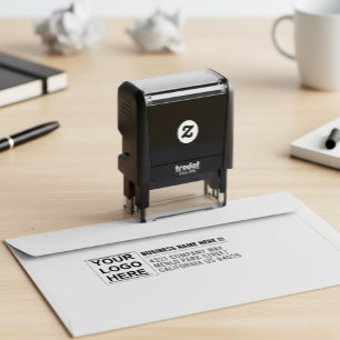 Custom Business Return Address & Company Logo Seal Self-inking Stamp