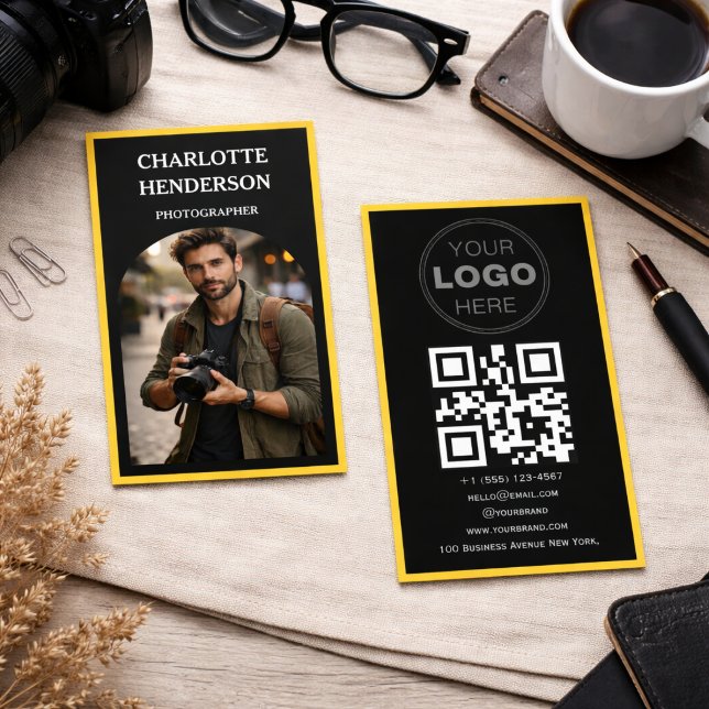 Custom Business Review QR Code Logo Card (Minimalist QR Code Professional Design Business Card)