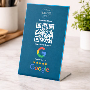 Custom Business Review QR Code Logo Pedestal Sign