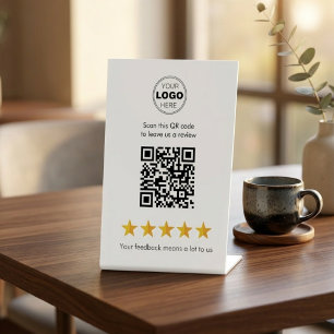 Custom Business Review QR Code Logo Pedestal Sign