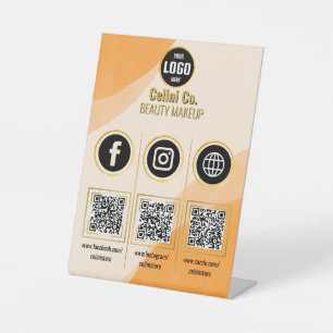 Custom Business Social Media QR Code Sign - Orang 