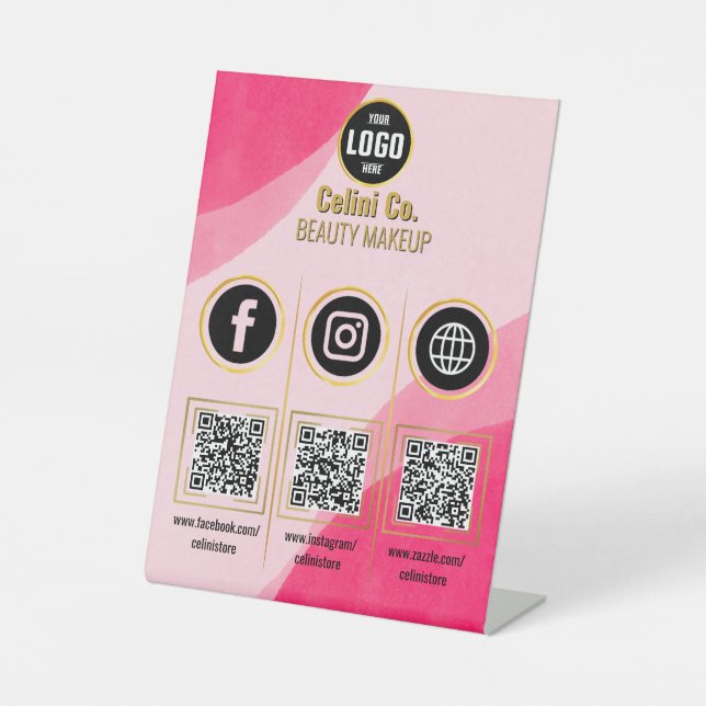 Custom Business Social Media QR Code Sign - Red (Front)