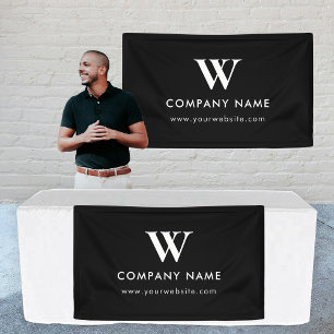 Custom Business Table Hanging Banner Modern Black