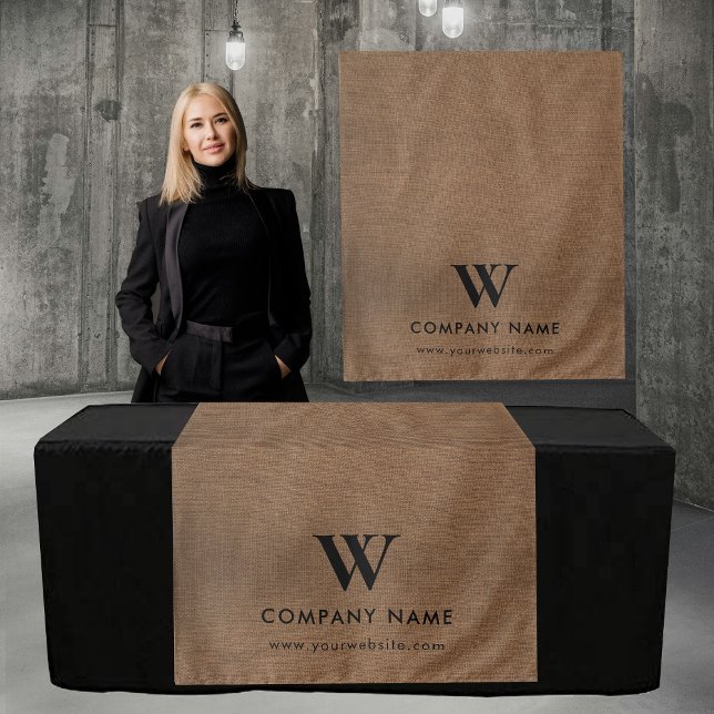 Custom Business Table Runner Banner Brown Linen Tapestry (Custom Business Table Runner Banner Brown Linen Tapestry)