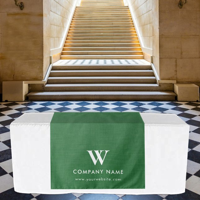 Custom Business Table Runner Banner Green Linen Tapestry (Custom Business Table Runner Banner Green Linen Tapestry)