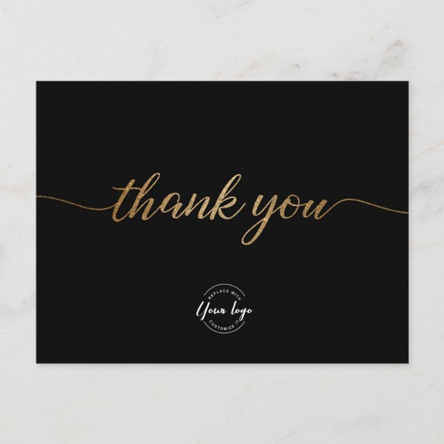 Custom Business template Elegant script Black gold Postcard (Front)