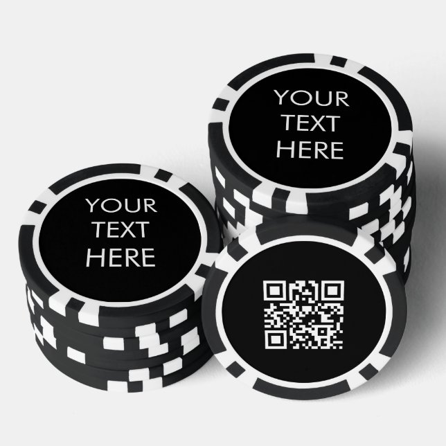 Custom Business Text Promotional QR Code Black Poker Chips (Stack)