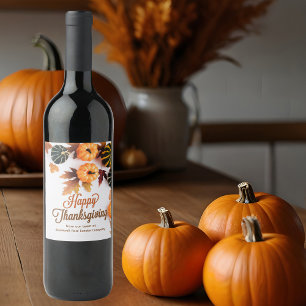 Custom Business Thanksgiving Beautiful Pumpkin Wine Label