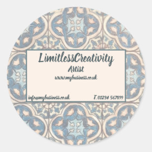 Custom Business Traditional tile pattern design Classic Round Sticker