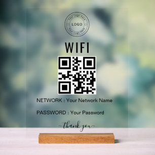Custom Business WiFi Sign with Logo & QR Code